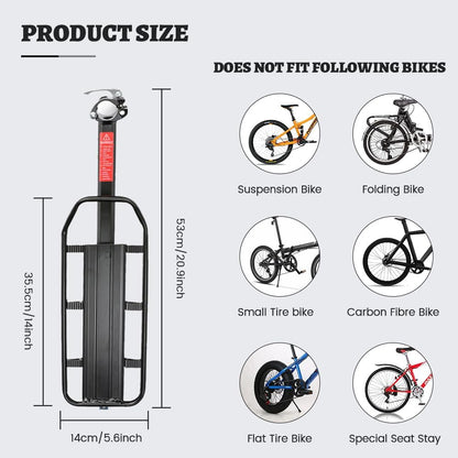 NAKXUS 27M202 H3 Rear Bicycle Carrier Cargo Rack Adjustable
