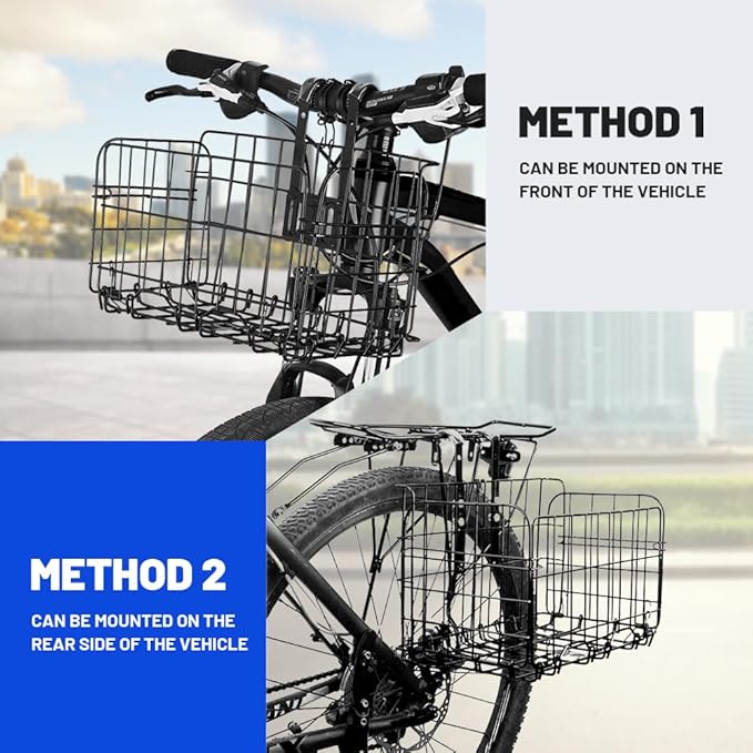 nakxus h2 folding bike front basket Bike wire basket with handles easy to install on the front handlebars